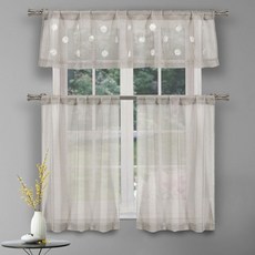 Kensie Daisy Cafe Tears Kitchen 廚房窗簾 2 件套, 摩卡