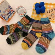 tutu anna 民族風踝上襪，混羊毛材質保暖冬襪, 多種顏色, 1個