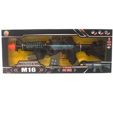 M-16聲光震動八音槍，閃光雷射震動音效，兒童玩具槍，附電池盒裝, 黑色, 1個