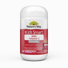 Nature's Way Kids Smart Iron +維生素C咀嚼片 草莓風味, 50入, 1個, 50顆