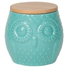 now DESIGNS 貓頭鷹造型收納罐 綠色, 1個