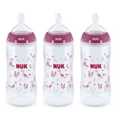 NUK 寬口徑奶瓶 300ml 3入, 粉色, Medium階段(0個月以上)
