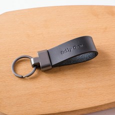 【拉瑪皮革】【免費刻字】法式時尚真皮鑰匙圈/情人節父親節畢業禮物, 黑色, 1個