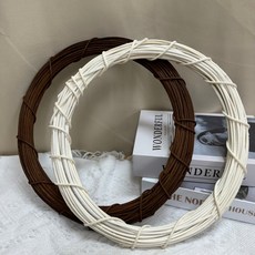 W&T花藝資材 現貨-印尼藤 米白/咖啡色藤圈 10/15/20/25/30cm 藤圈花環 乾燥花圈 藤環 聖誕花圈, 白色,30cm, 1個