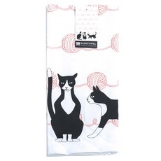 now DESIGNS 圖案印花棉質廚房毛巾, 1個, 大貓比