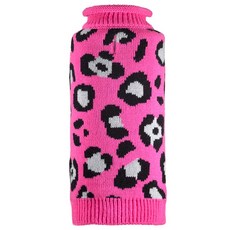 THE WORTHY DOG 豹紋寵物針織毛衣, 粉色的