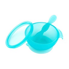 美國 Bumkins 寶寶矽膠餐碗組（多色可選）可微波、蒸、烤箱、洗碗機 不易生霉, 果凍藍