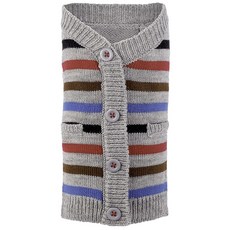 THE WORTHY DOG 寵物條紋針織開襟衫, 藍色+灰色