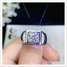 CF鑽飾 男戒 莫桑鑽 天圓 1克拉 男士戒指 時尚配飾