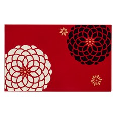 HAKOYA 方形雙層白花便當盒 17*10.5*7.9cm, 1個, 紅色