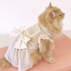 Onekosama 貓狗款寵物空調太陽裙, 1個, 多臂雪紡象牙色