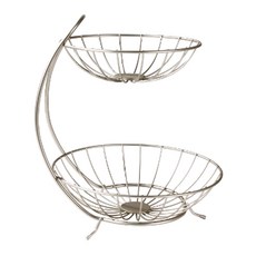 SPECTRUM 拱形設計雙層水果籃, 緞面鎳