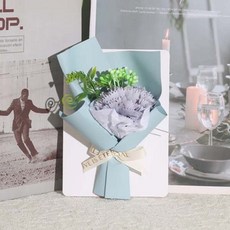 小花束祝福賀卡 祝福卡片 香皂花 感謝卡 禮盒卡 畢業卡 康乃馨卡片, 藍色-康乃馨