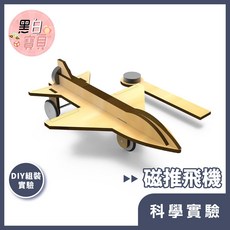 黑白寶貝 磁推飛機 木製科學玩具 STEAM DIY材料包, 詳見包裝