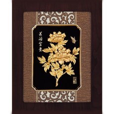 開運陶源 雅鑑鑫品 大古典中國風 牡丹花開富貴 純金金箔畫 34x27cm 壁掛/桌立兩用, 詳見包裝