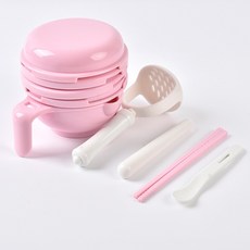嬰兒輔食研磨碗 寶寶手動水果蔬菜輔食工具 兒童輔食研磨碗 寶寶果泥蔬菜泥研磨器 寶寶飲食料理工具, 粉色