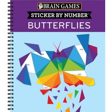 (英文圖書)Brain Games - Sticker by Number: Butterflies (14 Images to Sticker) Spiral, Publications International,..., 英文, 螺旋裝訂