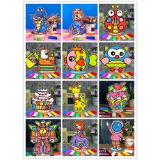 兒童雪花泥畫【6套裝 附送8色珍珠泥】木板雪花泥畫 無毒黏土畫 DIY手工制作填色 親子互動 美勞 幼兒園勞作 兒童玩具, 特價6款隨機-立體雪花泥畫（含雪花泥）