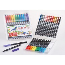 雄獅 SIMBALION BP-35 彩艷筆 毛筆 彩色筆組 (24色) 軟筆設計 水性染料, 24色