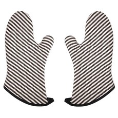 now DESIGNS 素色絎縫隔熱手套 2件組, 1個, 窄條紋黑色