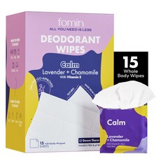 fomin 舒緩體香濕巾 薰衣草 + 洋甘菊 含維他命E 15入, 1個, 160g