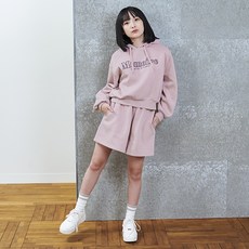 LOVETOXIC 女童款內刷毛連帽運動長袖+短褲套裝