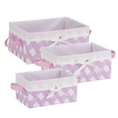 honey can do 扭結手提籃 3件組, 1個, 白色+淺紫色+淺粉紅色