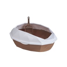 半封閉防外濺大容量貓砂盆, 咖啡色, 1個