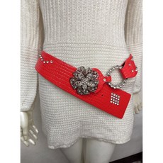 新款兒童大花滿鑽腰帶 整條滿鑽斜扣式寬版皮帶