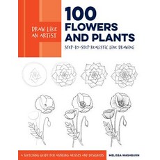 (英文圖書) Draw Like an Artist: 100 Flowers and Plants 2: Step-By-Step Realistic Line Drawing * a Sourc... 平裝版, Quarry Books, 英文