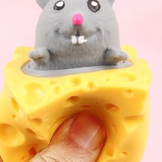 起司老鼠捏捏樂 舒壓玩具, 灰色, 1個