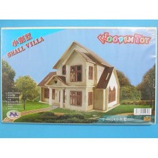 Wooden Toy DIY木質3D立體拼圖 小別墅 G-AH004 兒童益智玩具 培養空間思維 安全木質材料, 木色