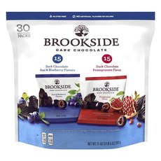Brookside Fruit 黑巧克力巴西莓藍莓口味15片+石榴風味15片, 1個, 595g