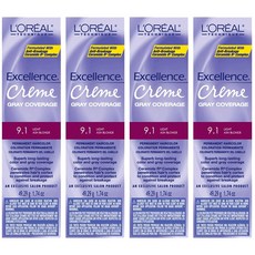 L'OREAL PARIS 巴黎萊雅 染髮膏 灰色 49.29g, 4瓶, 9.1 Light Ash Blonde