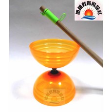 三鈴SUNDIA炫風透明三培鈴扯鈴 透明橙色/德國培林 附木製鈴棍 台灣製造, 透明橙色