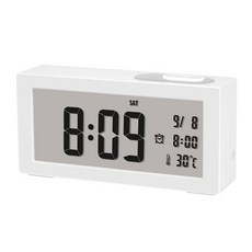 日系LED電子鬧鐘 靜音多功能數字時鐘 溫度日期顯示 質感生活擺飾, MUJI風鬧鐘 (白)
