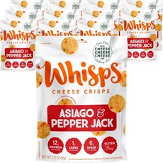 Whisps 奶酪脆 Asiago 和胡椒傑克無麩質蛋白質低糖, 12個, 60克