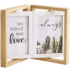 旋轉式雙面木質相框 - 玻璃展示相片框 - 桌面擺飾照片框, 1個, 灰色框