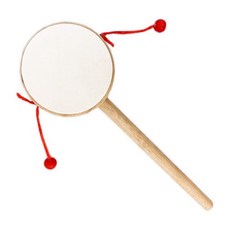 木質空白彩繪波浪鼓：一支入，安全木質童玩，激發音樂天賦與創意, 木色, 1個