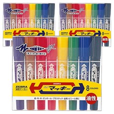 ZEBRA 斑馬牌 Hi Mckee油性魔術雙頭麥克筆 8色組, 3個, 混色
