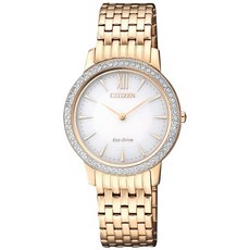 CITIZEN 晨曦升起光動能限量女錶 EX1483-84A 玫瑰金 水晶 腕錶