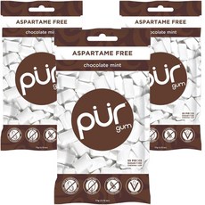 PUR 無麩質薄荷口香糖 巧克力口味, 3包, 77g