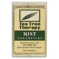 Tea Tree Therapy 薄荷味茶樹精油牙籤, 1盒, 100入