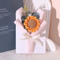 小花束祝福賀卡 祝福卡片 香皂花 感謝卡 禮盒卡 畢業卡 康乃馨卡片, 粉色-毛線太陽花