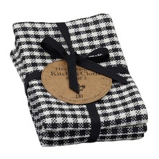 DESIGN IMPORTS 黑色格子重磅洗碗布3條裝, 3片, 混色