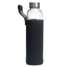 primula 冷萃旅行用高硼矽玻璃過濾水瓶 + 潛水布保護套組, 1個, 不銹鋼, 黑色