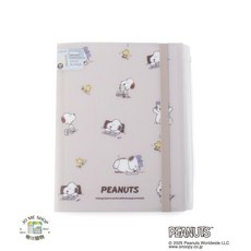 PEANUTS 史努比 A4文件夾 5格分類 鬆緊束繩 日本授權, 史努比 A4文件夾，幸福時光，米色, 米色, 1個