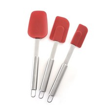 NORPRO 矽膠烹飪鍋鏟 3 件套, 1個, 不銹鋼+紅色