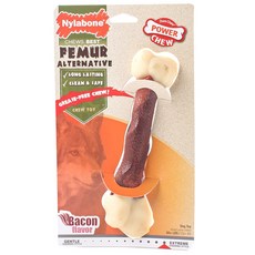 Nylabone 培根口味寵物潔牙骨玩具, 1個, 白色+棕色