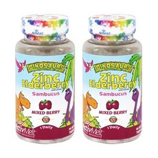 Kal Dinosaurs 孩童鋅&接骨木莓補充錠, 90顆, 2罐